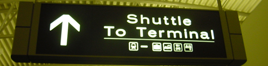 to shuttle sign