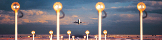 jet taking off with lighting in foreground